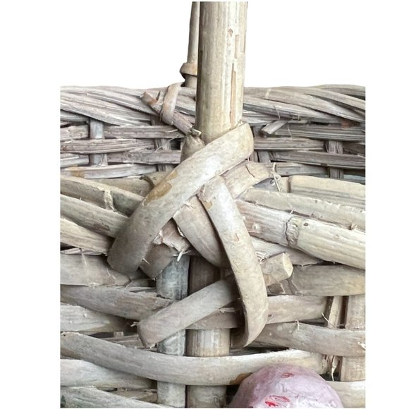 RARE! Vtg Basket Barbola Gesso Adornment Handpainted Girl Geese Philippines 14" - Picture 11 of 16